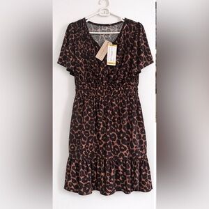 Leopard Print V-Neck Dress